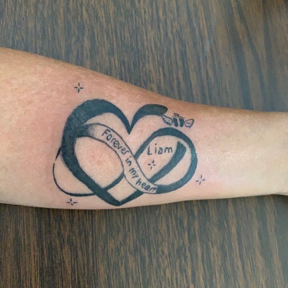 Sweet T's Tattoos - Infinity heart for my grandson that we lost 4 years ago - Tattoo Near Me - Las Vegas, Nevada Sweet T's Tattoos - Infinity heart for my grandson that we lost 4 years ago - Tattoo Near Me - Las Vegas, Nevada