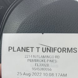 Planet T Uniforms - Esta foto es el recibo con la hora de mi visita para que la administración vea quién fue la persona que me atendio