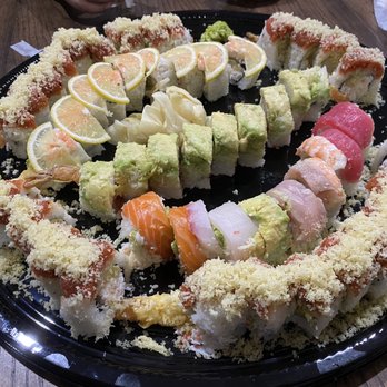 Nanami Sushi - 3 Dragon rolls on the outside, 1 Tiger roll, 1 Viper roll, 1 Rainbow roll. $80.00 - Sushi Bars Near Me - Hemet, California Nanami Sushi - 3 Dragon rolls on the outside, 1 Tiger roll, 1 Viper roll, 1 Rainbow roll. $80.00 - Sushi Bars Near Me - Hemet, California