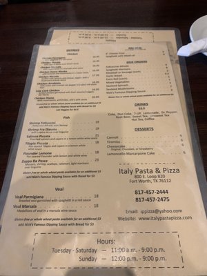 Menu photo 1 Italy Pasta & Pizza Fort Worth, TX Menu photo 1 Italy Pasta & Pizza Fort Worth, TX