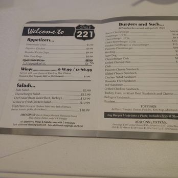 Grille 221 - Menu - Steakhouses Near Me - Roebuck, South Carolina Grille 221 - Menu - Steakhouses Near Me - Roebuck, South Carolina