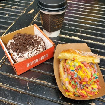 BomboBar - custard filled donut w/ oreo; gelato donut sandwich w/ fruit pebbles - Desserts Near Me - Chicago, Illinois