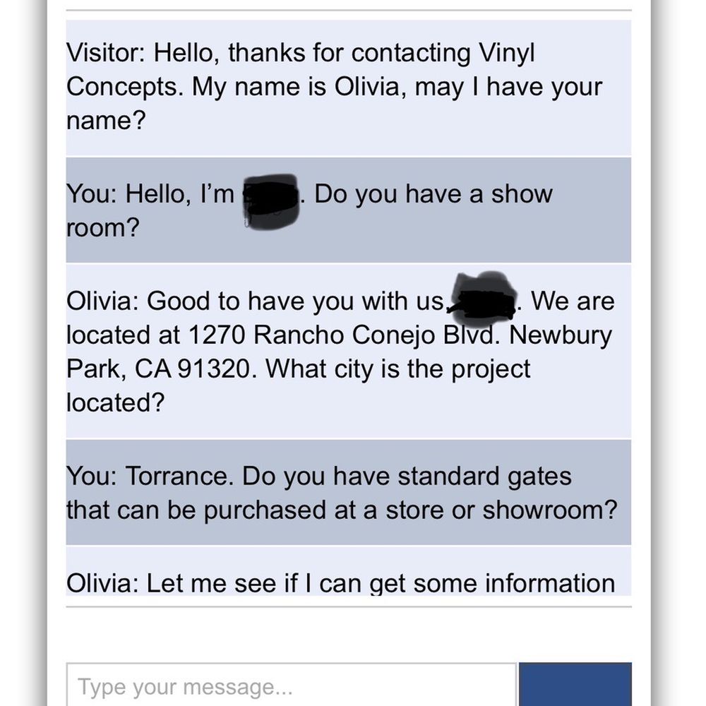Vinyl Concepts - Online customer service chat. - Fences & Gates Near Me - Torrance, California Vinyl Concepts - Online customer service chat. - Fences & Gates Near Me - Torrance, California