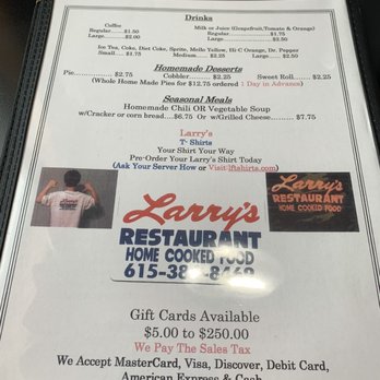 Larry's Restaurant - Southern Near Me - Springfield, Tennessee
