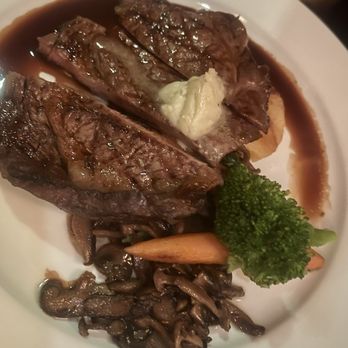 Paon Restaurant & Wine Bar - Steak Ribeye with mushrooms and veges - Wine Bars Near Me - Carlsbad, California Paon Restaurant & Wine Bar - Steak Ribeye with mushrooms and veges - Wine Bars Near Me - Carlsbad, California
