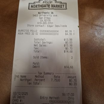 Northgate Market - Charged for a drink when nobody mentioned only the small size is free. No remedy offered. PAY UP CHUMP! - Grocery Near Me - San Diego, California Northgate Market - Charged for a drink when nobody mentioned only the small size is free. No remedy offered. PAY UP CHUMP! - Grocery Near Me - San Diego, California