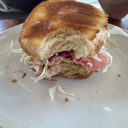 Cod sandwich. small piece of fish.