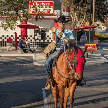 Checkers - Checker's parking lot is for all modes of transportation! - Burgers Near Me - Bakersfield, California