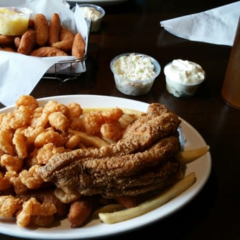 Catch Seafood - Fried Salt n Pepper Catfish w . Fries and Hush Puppies. - Seafood Near Me - Lexington, South Carolina