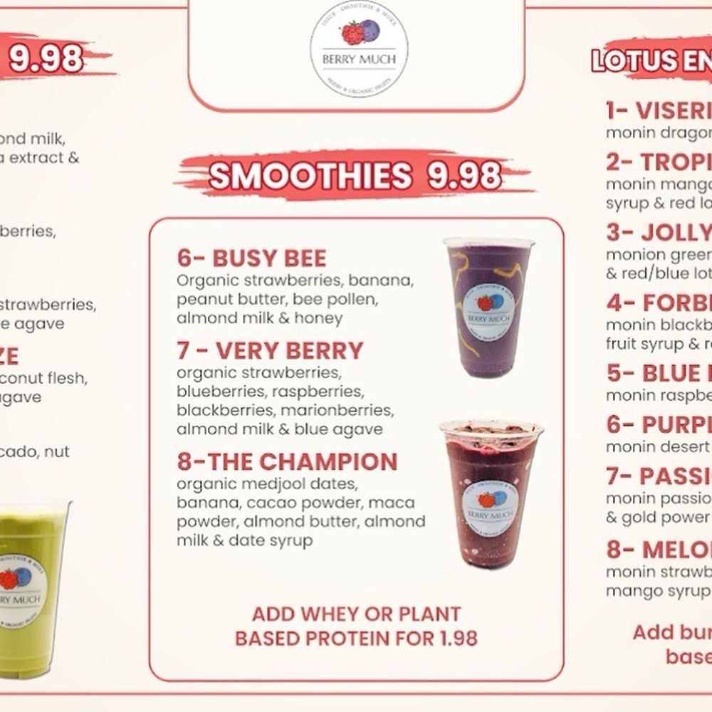 Berry Much - Menu - Juice Bars & Smoothies Near Me - Seattle, Washington