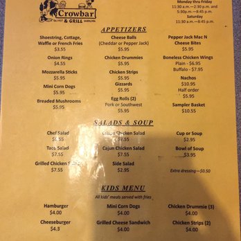 Crow Bar - the menu for the restaurant - Beer, Wine & Spirits Near Me - Sabin, Minnesota