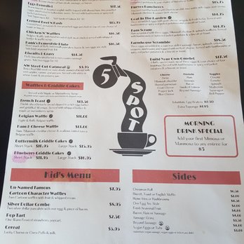 5 Spot - Breakfast menu (8/23/22) - American Near Me - Seattle, Washington 5 Spot - Breakfast menu (8/23/22) - American Near Me - Seattle, Washington