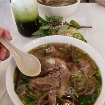 Pho Please - Brisket pho with green thai tea - Vietnamese Near Me - Austin, Texas