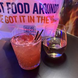 Henny's Strawberry Nirvana, Pinot Grigio and our take out food! Henny's Strawberry Nirvana, Pinot Grigio and our take out food!
