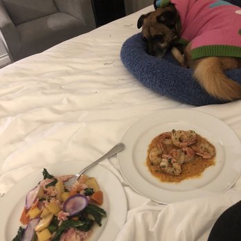Hotel Grand Pacific - Room service risotto and sautéed prawns, both gluten free - Hotels Near Me - Victoria, British Columbia Hotel Grand Pacific - Room service risotto and sautéed prawns, both gluten free - Hotels Near Me - Victoria, British Columbia