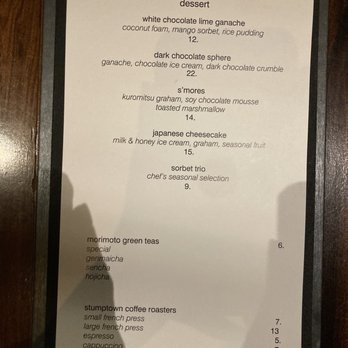 Morimoto Napa - Dessert menu - Japanese Near Me - Napa, California