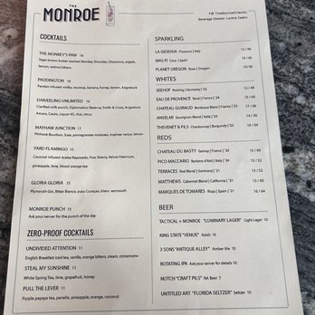 The Monroe - Menu - New American Near Me - Orlando, Florida
