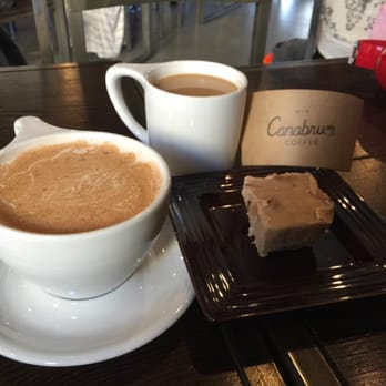 Canabru Coffee - Chai tea latte, cookies and milk fudge, and my friends hot brew. - Coffee & Tea Near Me - Chino, California