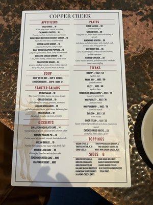 Menu photo 2 Copper Creek Restaurant - Abilene Abilene, TX