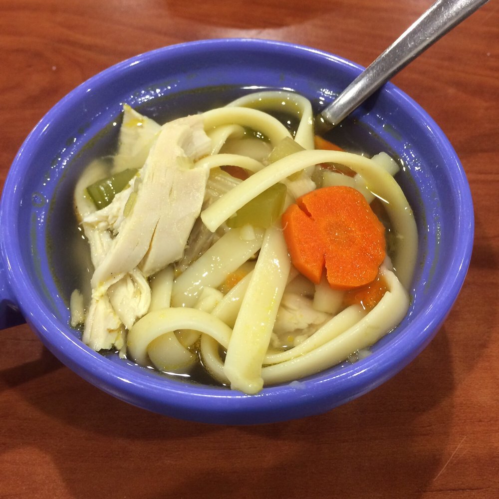 Very good chicken noodle soup.  Nice pieces of chicken with carrots and celery.  Yumm!