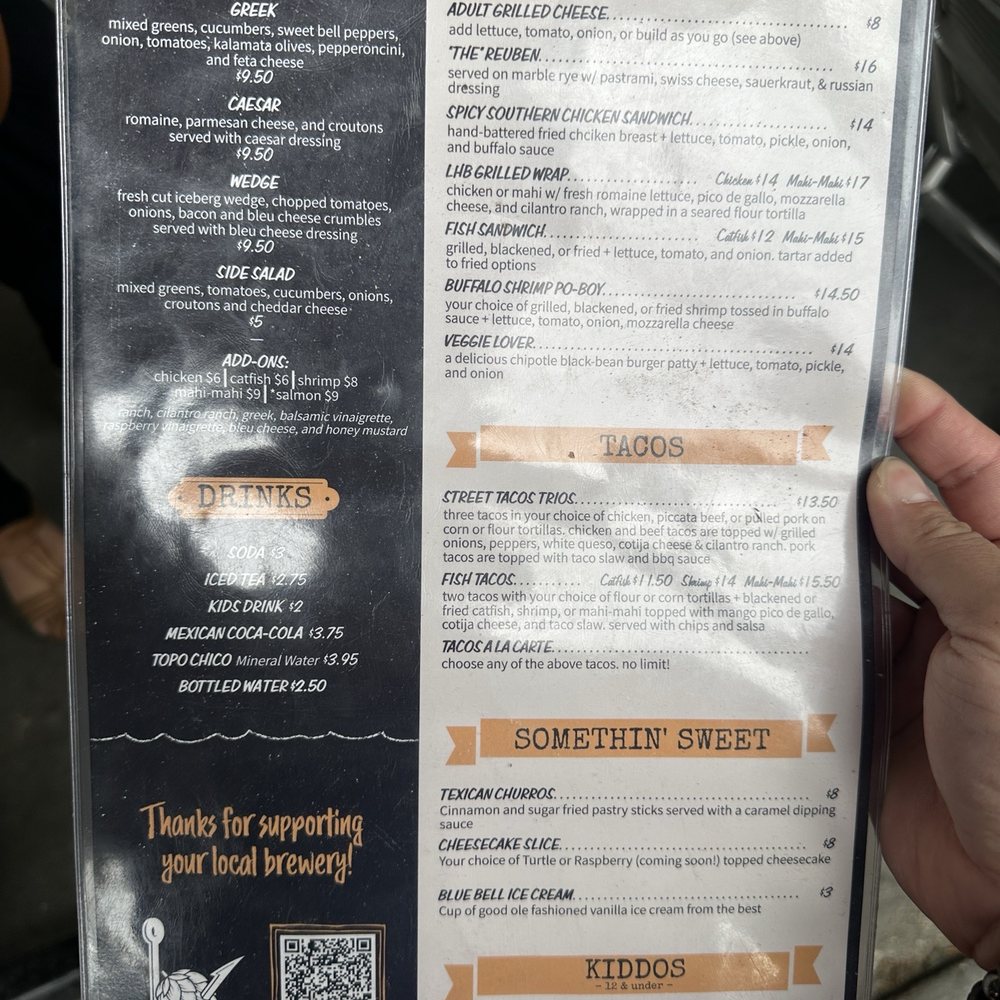 Menu as of March 2025