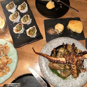 Rusty Pelican - Miami - Octopus , oysters , Calamari , and rusty pelican special cornbread - Seafood Near Me - Key Biscayne, Florida Rusty Pelican - Miami - Octopus , oysters , Calamari , and rusty pelican special cornbread - Seafood Near Me - Key Biscayne, Florida