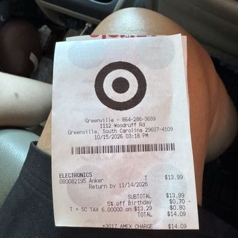Target - 10/15/26- Daughter ran into Target to get me new charger cord for my phone. - Department Stores Near Me - Greenville, South Carolina Target - 10/15/26- Daughter ran into Target to get me new charger cord for my phone. - Department Stores Near Me - Greenville, South Carolina