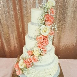 Tina's Cakes - Quince Cake with cascading flowers and bling of course!