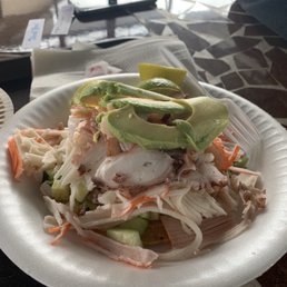Tostada mixta (imitation crab, shrimp, octopus, fish) Tostada mixta (imitation crab, shrimp, octopus, fish)