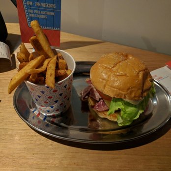 Huxtaburger - The Theo and spicy fries. Burger was saucy but so damn good. - Burgers Near Me - Melbourne, VIC