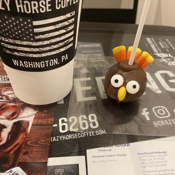 Crazy Horse Coffee - Nonfat latte with sugar free raspberry and SF white chocolate and had to treat myself to this cute cake pop!!! - Coffee & Tea Near Me - Washington, Pennsylvania Crazy Horse Coffee - Nonfat latte with sugar free raspberry and SF white chocolate and had to treat myself to this cute cake pop!!! - Coffee & Tea Near Me - Washington, Pennsylvania
