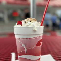 Nathan's Dairy Bar - Boston milkshake (small) - 1/2 shake on bottom, 1/2 sundae on top.