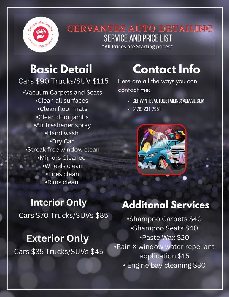 CERVANTES CAR DETAILING Fort Valley, Auto Detailing Phone