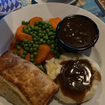 The Olde Ship - Scottish bridie, gravy, mashed potatoes, carrots and peas. - British Near Me - Fullerton, California The Olde Ship - Scottish bridie, gravy, mashed potatoes, carrots and peas. - British Near Me - Fullerton, California