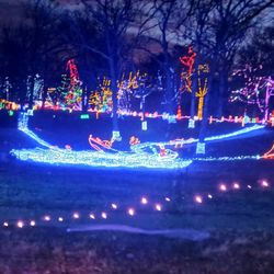 The river and lake scene during the Christmas light display
