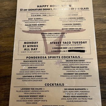 Ponderosa Brewing - Menu - Breweries Near Me - Albuquerque, New Mexico