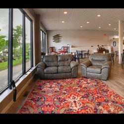 Riverview Cafe - Panoramic view of the interior and the Roanoke River