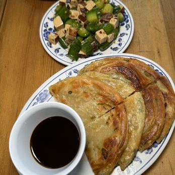 Woon - Scallion pancakes and cucumber tofu salad - Chinese Near Me - Los Angeles, California Woon - Scallion pancakes and cucumber tofu salad - Chinese Near Me - Los Angeles, California