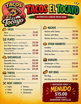 Menu photo 1 Tacos El Tocayo Princeton, TX