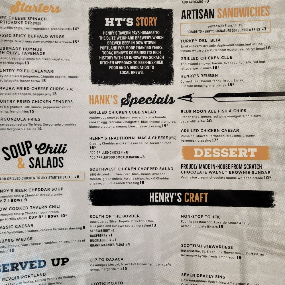 Henry's Tavern - Menu (Jan 2025) - Breakfast & Brunch Near Me - Portland, Oregon