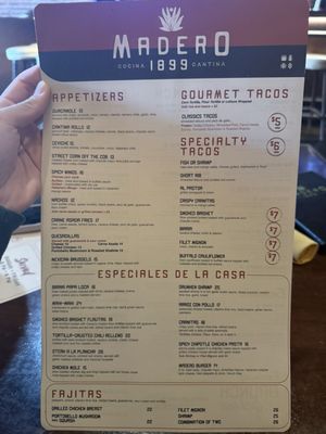 Menu photo 5 Madero 1899 Fullerton, CA