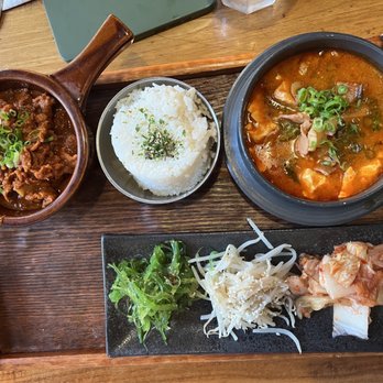 Berkeley Social Club - Hansang: spicy tofu soup, spicy pork, 3 namuls ( banchan) - Breakfast & Brunch Near Me - Berkeley, California Berkeley Social Club - Hansang: spicy tofu soup, spicy pork, 3 namuls ( banchan) - Breakfast & Brunch Near Me - Berkeley, California