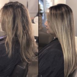 Denver Hair Extensions - Rooted balayage with 18" fusion hair extensions