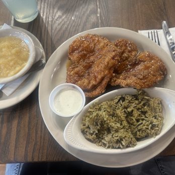 Walt’s Eats & Drinks - Honey Garlic chicken - 20/10, with wild rice and applesauce on the side. - Salad Near Me - Brownsburg, Indiana