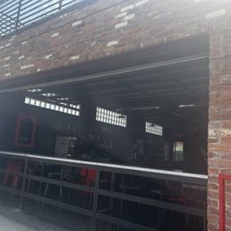 Outside the open-air side of restaurant