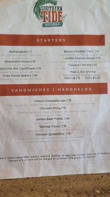 Menu photo 1 Southern Tide Bar & Grille Myrtle Beach, SC Menu photo 1 Southern Tide Bar & Grille Myrtle Beach, SC