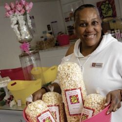 Nutmeg Kettlecorn - 8/17/22 New business owner Robbin Jackson displays some of her products in Nutmeg Kettlecorn.  Photo courtesy Record-Journal