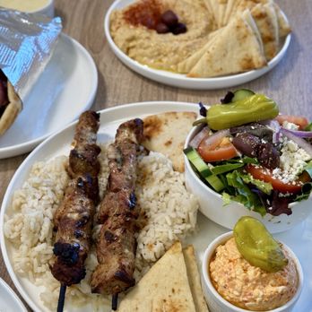 Ladera Greek Kitchen - Steak Chicken Souvlaki (2 Skewers) Plate - Greek Near Me - Temecula, California