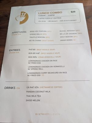 Menu photo 1 District Eleven Vancouver, BC
