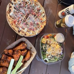 Whiskey Island Still & Eatery - Chicken quesadilla, wings, chicken salad